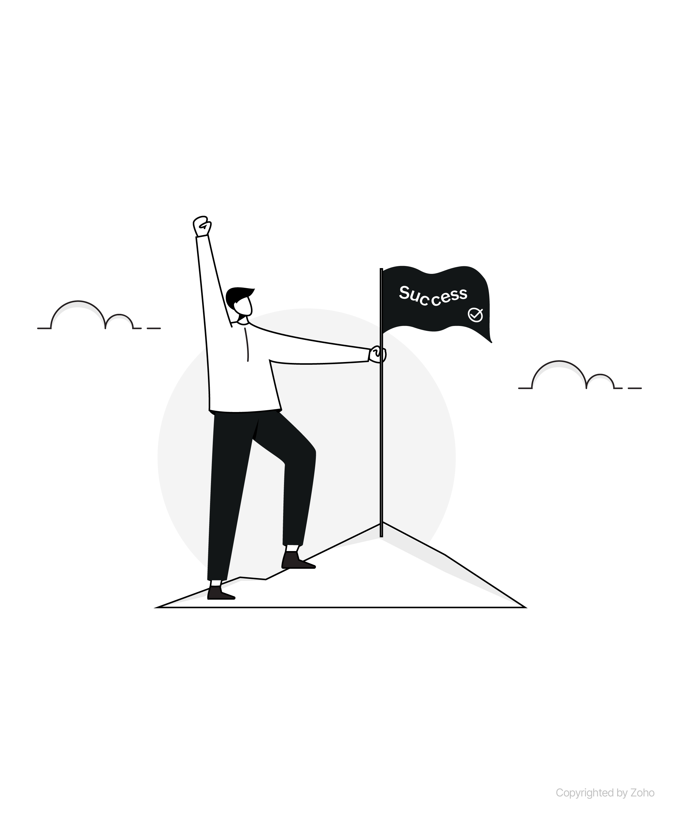 a man holding a success flag on a mountain